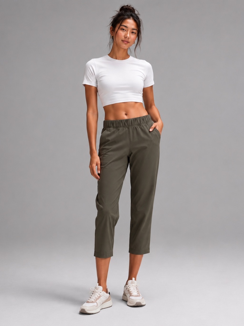 Lululemon Luxtreme Slim-Fit Pull-On Mid-Rise Cropped Pant Arm Green Size 6